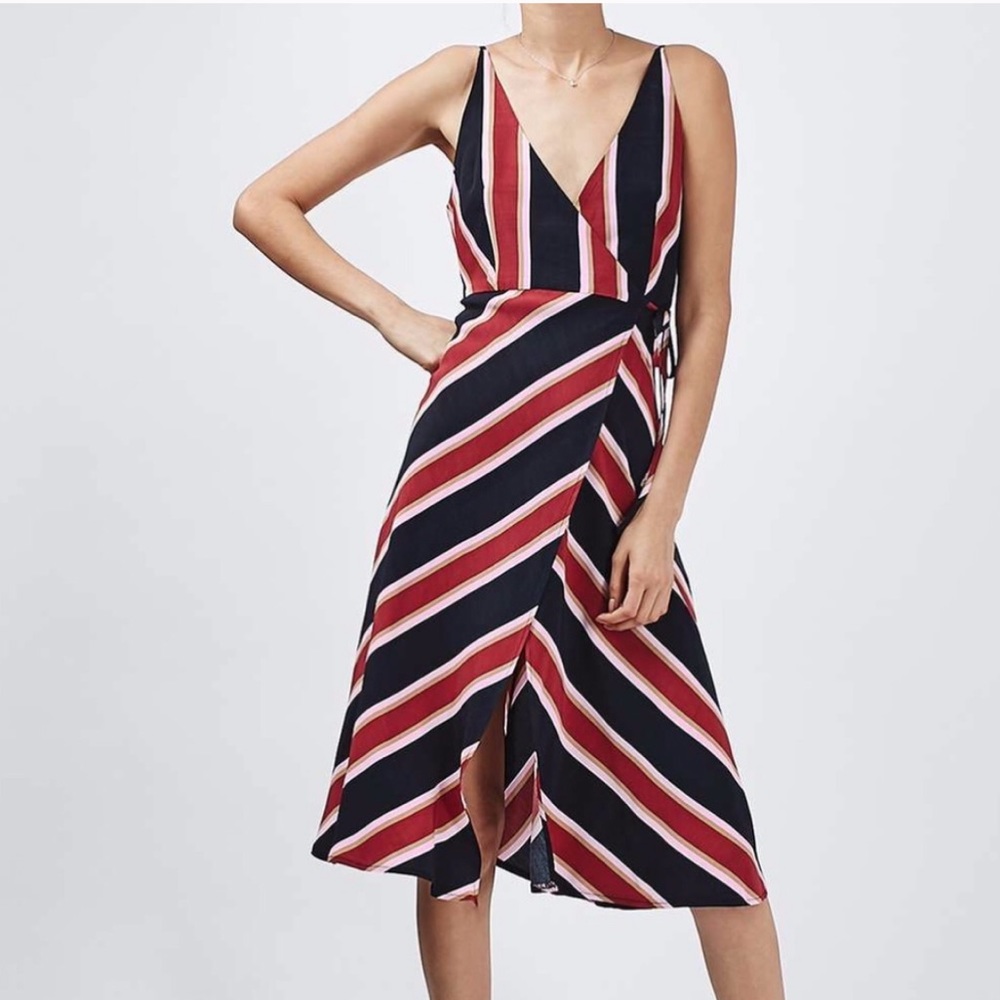 Top Shop Striped Wrap Dress